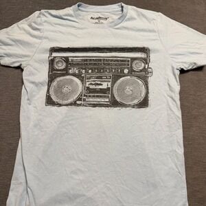 Academy‎ Sports Outdoors Mens Boombox Graphic T-Shirt Light Blue Retro Radio S